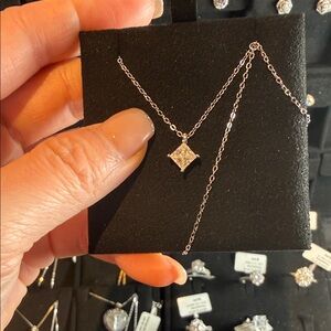 Elegant Silver Necklace with Square Pendant